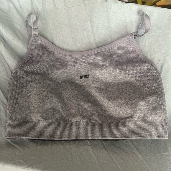GYMSHARK women’s size small light grey sports bra workout top colorblock - Picture 3 of 7